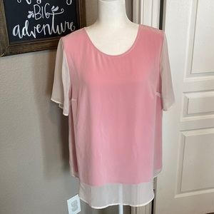 Pink and white layered blouse